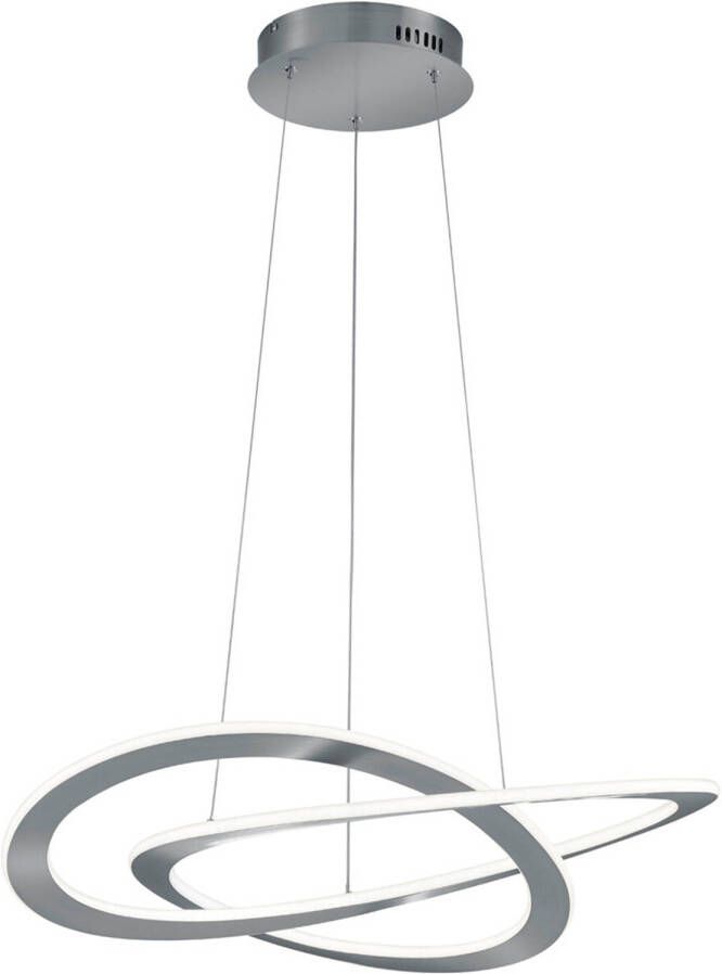 BES LED Hanglamp Hangverlichting Trion Oaky 52W Warm Wit 3000K Dimbaar Rond Mat Nikkel Aluminium - Foto 1
