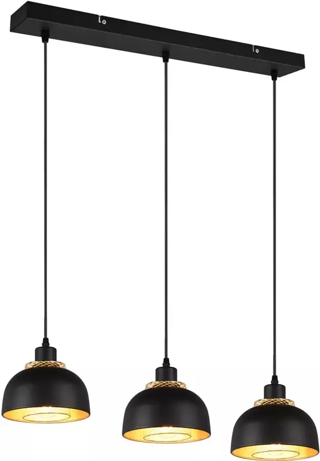 BES LED Hanglamp Hangverlichting Trion Palmo E27 Fitting 3-lichts Rechthoek Mat Zwart Aluminium - Foto 1