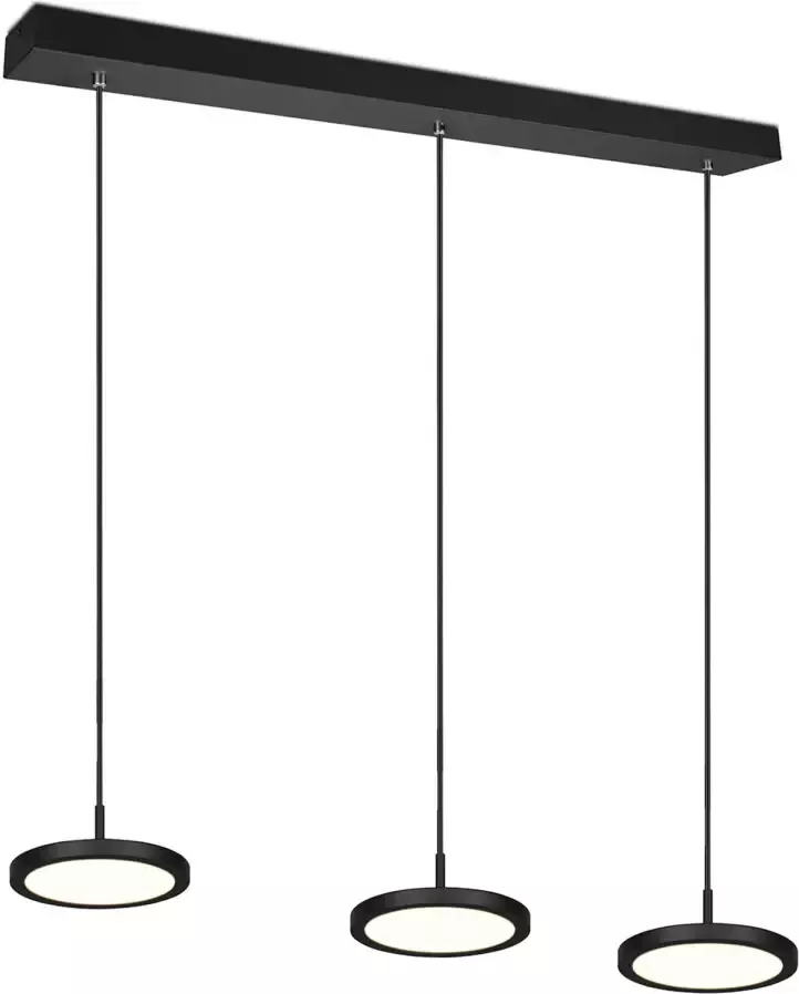 BES LED Hanglamp Hangverlichting Trion Trula 30W 3-lichts Warm Wit 3000K Dimbaar Rechthoek Mat Zwart