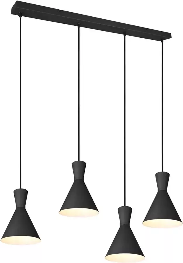 BES LED Hanglamp Trion Ewomi E27 Fitting 4-lichts Rechthoek Mat Zwart Aluminium - Foto 1