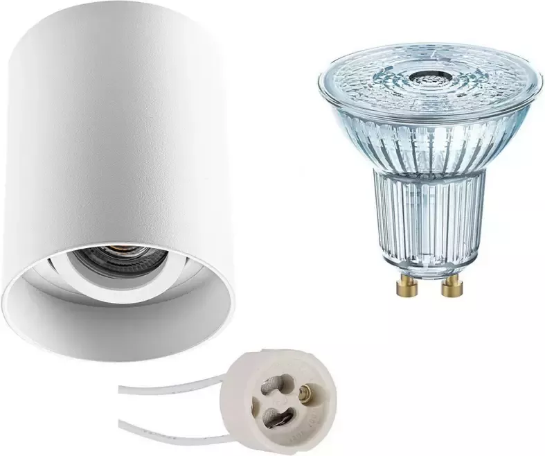 BES LED Opbouwspot Set LEDVANCE Parathom PAR16 940 36D Pragmi Luxina Pro GU10 Fitting Dimbaar Opbouw Rond Mat Wit