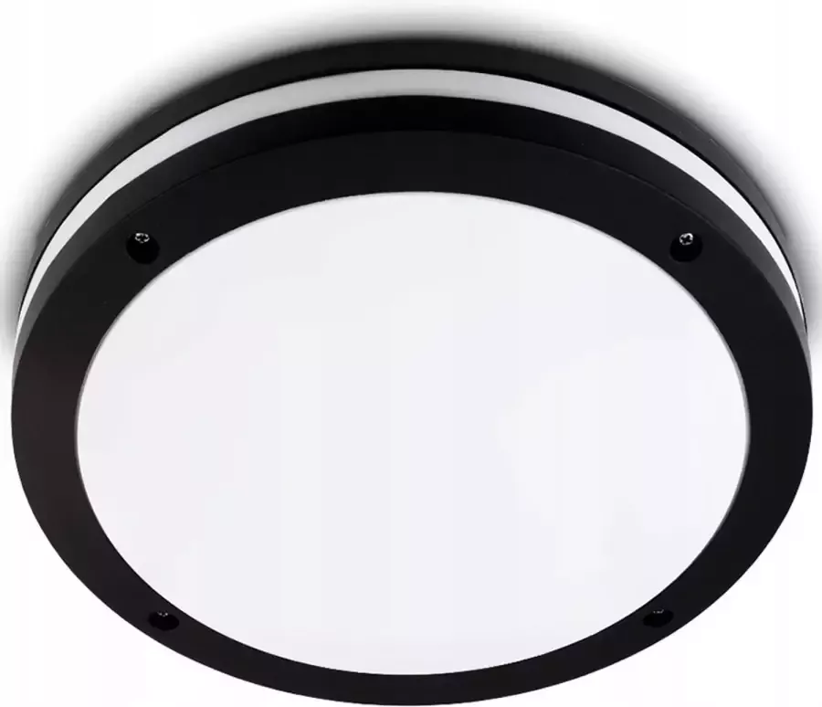 BES LED Plafondlamp Badkamerlamp Prixa Pauly Opbouw Rond E27 Fitting Spatwaterdicht IP44 Mat Zwart Kunststof