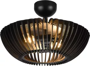 BES LED Plafondlamp Plafondverlichting Trion Colman E27 Fitting 2-lichts Rond Mat Zwart Aluminium