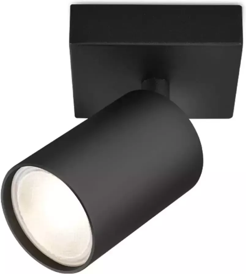 BES LED Plafondspot Brinton Betin GU10 Fitting 1-lichts Rond Mat Zwart Kantelbaar Aluminium