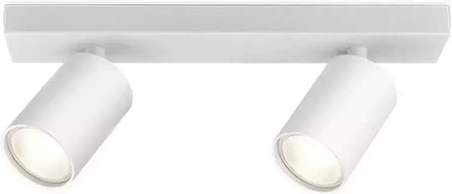 BES LED Plafondspot Brinton Betin GU10 Fitting 2-lichts Rond Mat Wit Kantelbaar Aluminium - Foto 1
