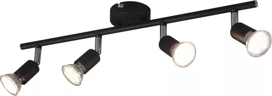 BES LED Plafondspot Trion Pamo GU10 Fitting 4-lichts Rond Mat Zwart Aluminium