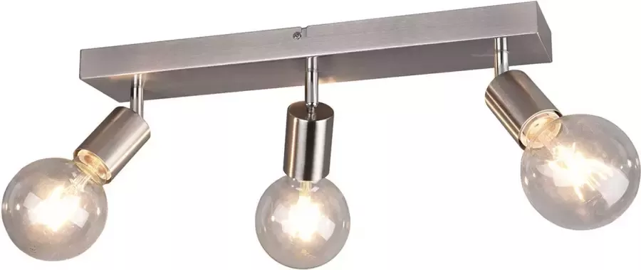 BES LED Plafondspot Trion Zuncka E27 Fitting 3-lichts Rechthoek Mat Nikkel Aluminium