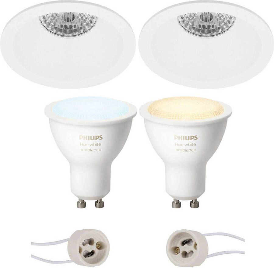 BES LED Pragmi Pollon Pro Inbouw Rond Mat Wit Verdiept Ø82mm Philips Hue LED Spot Set GU10 White Ambiance - Foto 1