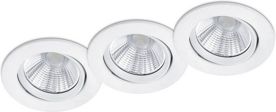 BES LED Spot 3 Pack Inbouwspot Trion Paniro Rond 5W Dimbaar Warm Wit 3000K Mat Wit Aluminium Ø80mm