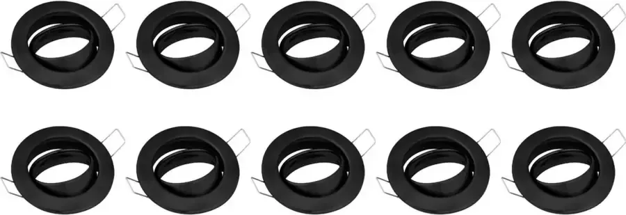 BES LED Spot Armatuur 10 Pack Gu10 Fitting Inbouw Rond Mat Zwart Aluminium Kantelbaar Ø82mm - Foto 2
