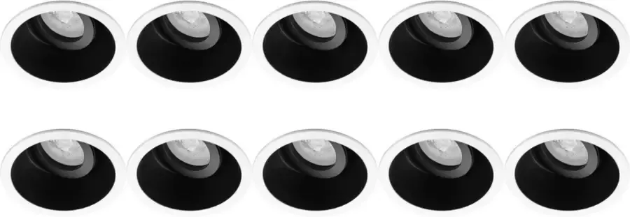 BES LED Spot Armatuur 10 Pack Pragmi Zano Pro Gu10 Fitting Inbouw Rond Mat Zwart wit Aluminium Kantelbaar Ø93mm - Foto 1