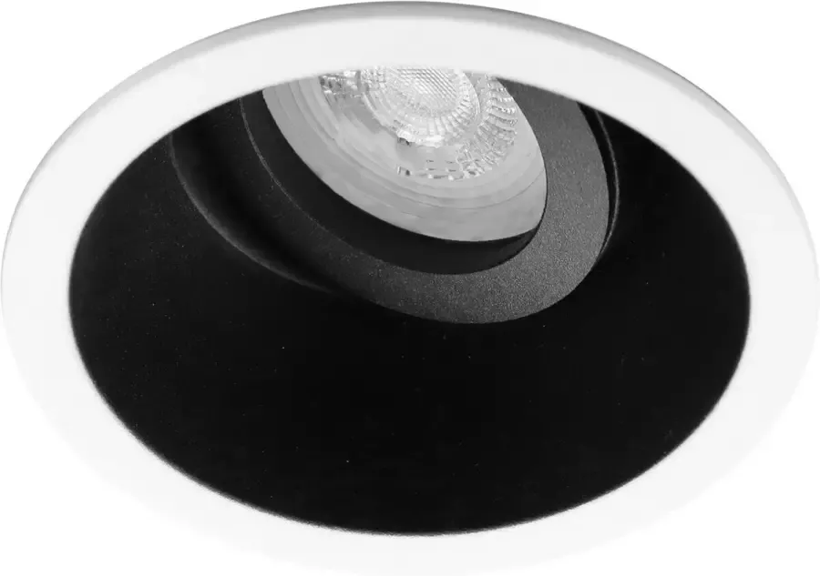 BES LED Spot Armatuur GU10 Pragmi Zano Pro GU10 Inbouwspot Rond Zwart Wit Aluminium Kantelbaar Ø93mm - Foto 1