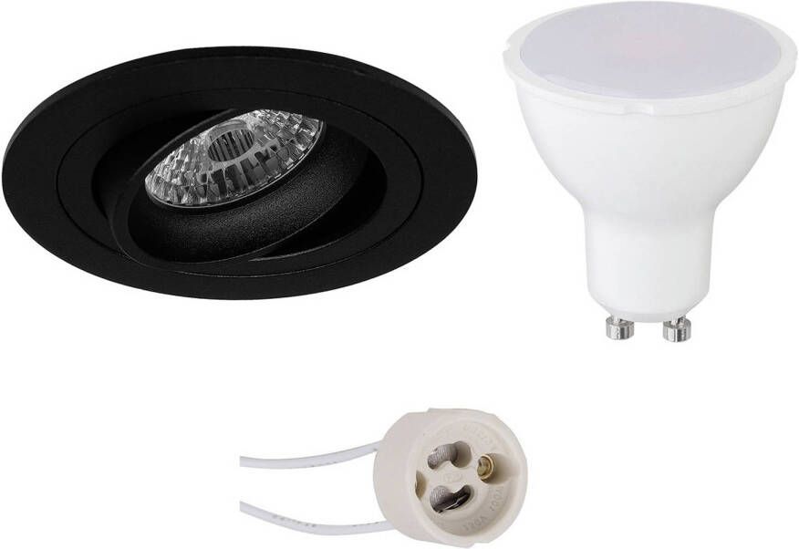 BES LED Spot Set Aigi Pragmi Alpin Pro GU10 Fitting Inbouw Rond Mat Zwart 6W Helder Koud Wit 6400K