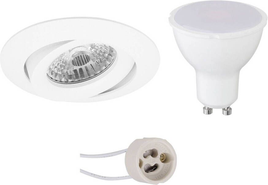 BES LED Spot Set Pragmi Uranio Pro GU10 Fitting Inbouw Rond Mat Wit 6W Natuurlijk Wit 4200K Kantelbaar Ø82mm
