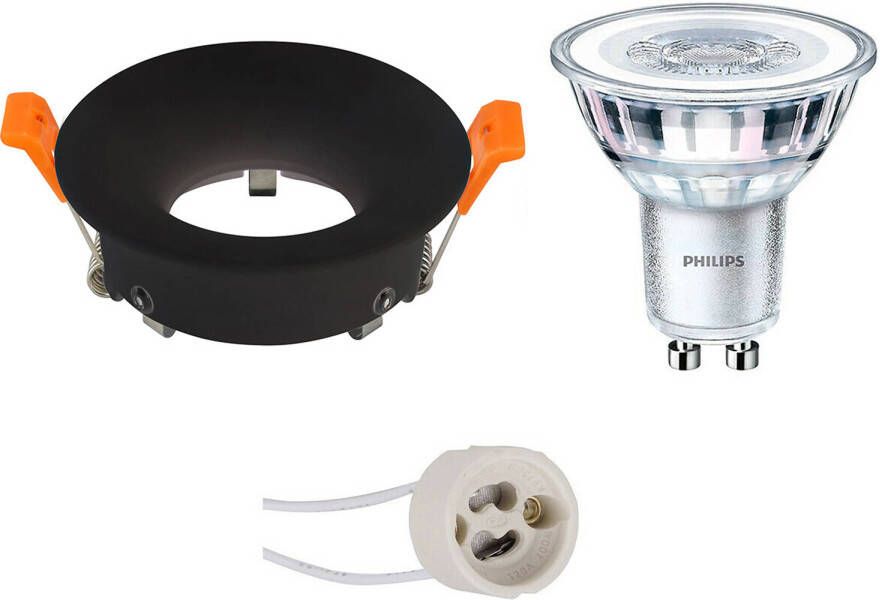 BES LED Spot Set GU10 Fitting Inbouw Rond Mat Zwart Ø85mm Philips CorePro 840 36D 3.5W Natuurlijk Wit 4000K