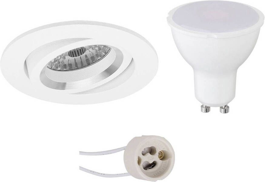 BES LED Spot Set Pragmi Aerony Pro GU10 Fitting Inbouw Rond Mat Wit 4W Natuurlijk Wit 4200K Kantelbaar Ø82mm