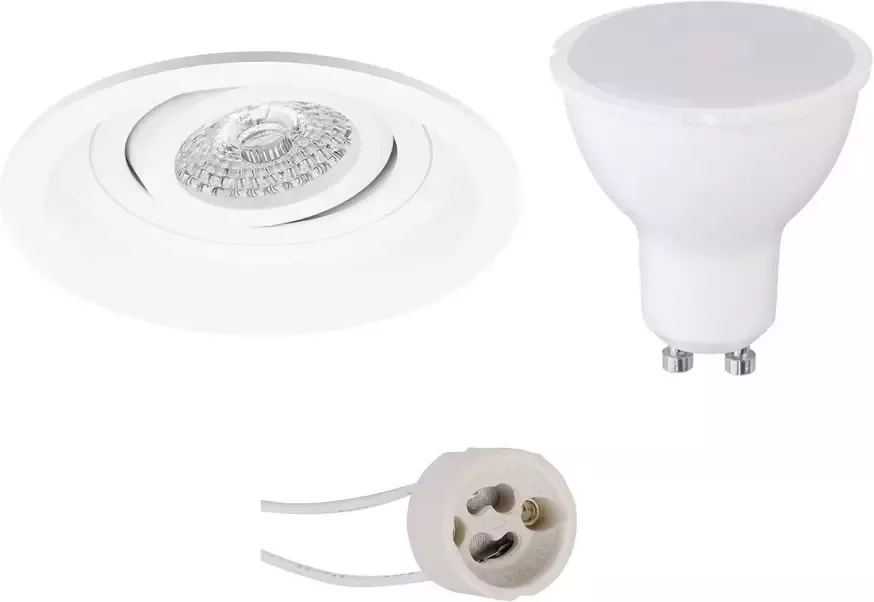 BES LED Spot Set Pragmi Domy Pro GU10 Fitting Dimbaar Inbouw Rond Mat Wit 6W Helder Koud Wit 6400K Verdiept