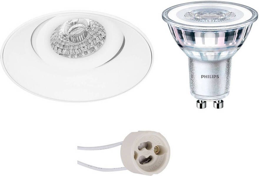 BES LED Spot Set Pragmi Nivas Pro GU10 Fitting Inbouw Rond Mat Wit Trimless Kantelbaar Ø150mm Philips