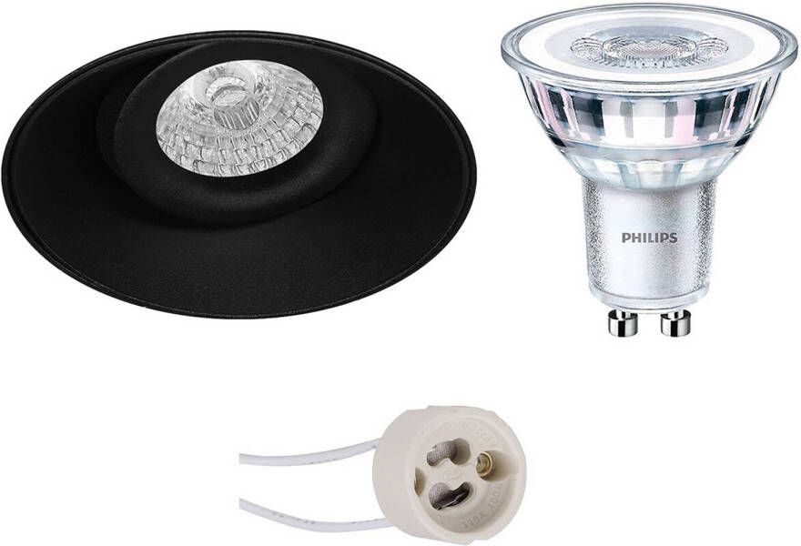 BES LED Spot Set Pragmi Nivas Pro GU10 Fitting Inbouw Rond Mat Zwart Trimless Kantelbaar Ø150mm Philips - Foto 1