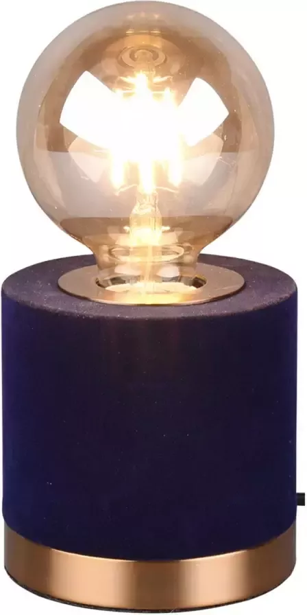 BES LED Tafellamp Tafelverlichting Trion Juda E27 Fitting Rond Mat Blauw Textiel - Foto 1