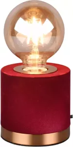 BES LED Tafellamp Tafelverlichting Trion Juda E27 Fitting Rond Mat Rood Textiel