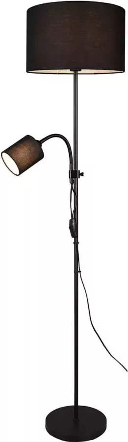 BES LED Vloerlamp Vloerverlichting Trion Owino E27 Fitting Rond Mat Zwart Aluminium