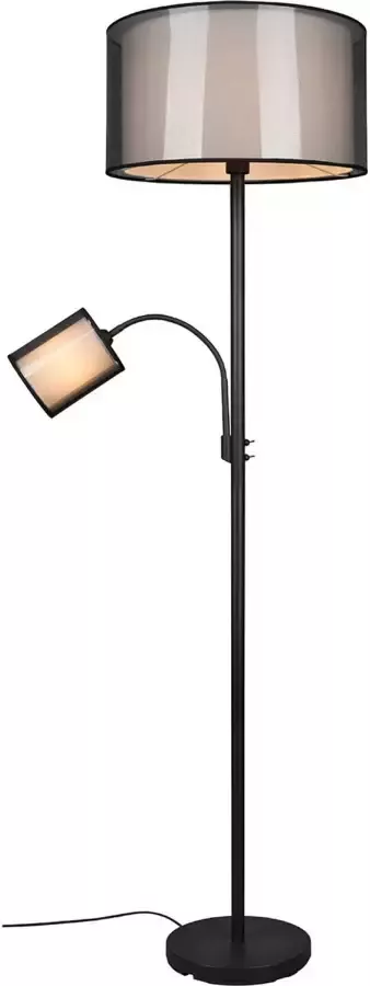 BES LED Vloerlamp Vloerverlichting Trion Bidon E27 Fitting 1-lichts Rond Mat Zwart Aluminium Tot 60W