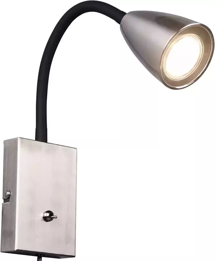 BES LED Wandspot Wandverlichting Trion Wolly GU10 Fitting 1-lichts Rechthoek Mat Nikkel Aluminium
