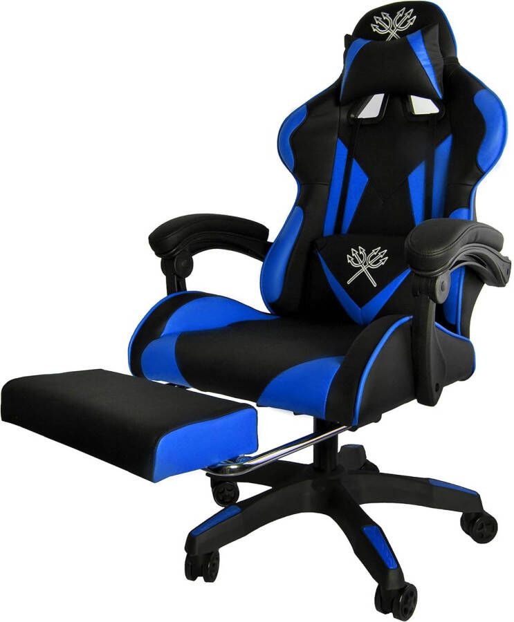 Bobbel Home Luxe Bureaustoel Verstelbaar Uitschuifbare voetensteun Gaming Stoel Blauw - Foto 1