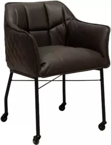 Bronx71 Eetkamerstoel Met Wieltjes Royce Eco-leer Antraciet.