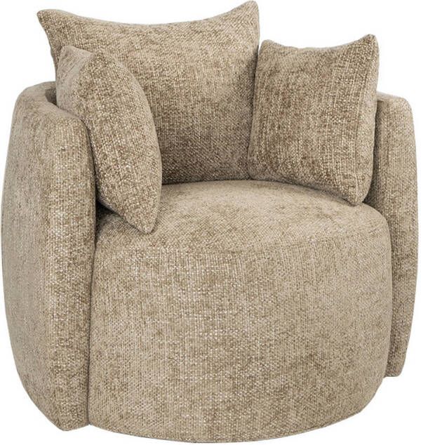Bronx71 Fauteuil taupe chenille Ruby Zetel 1 persoons Relaxstoel Fauteuil stof Fauetuil beige Fauteuils met armleuning - Foto 1
