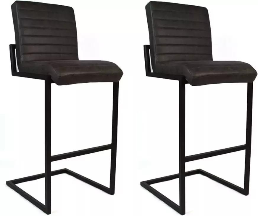 Bronx71 Industriële barkruk Block antraciet eco-leer 79 cm barkrukken set van 2