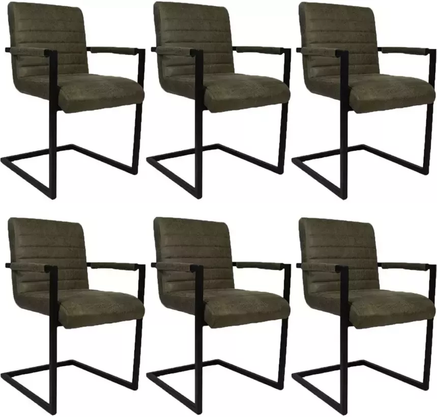 Bronx71 Industriële eetkamerstoel Block Antraciet eco leer Eetkamerstoelen set van 6.