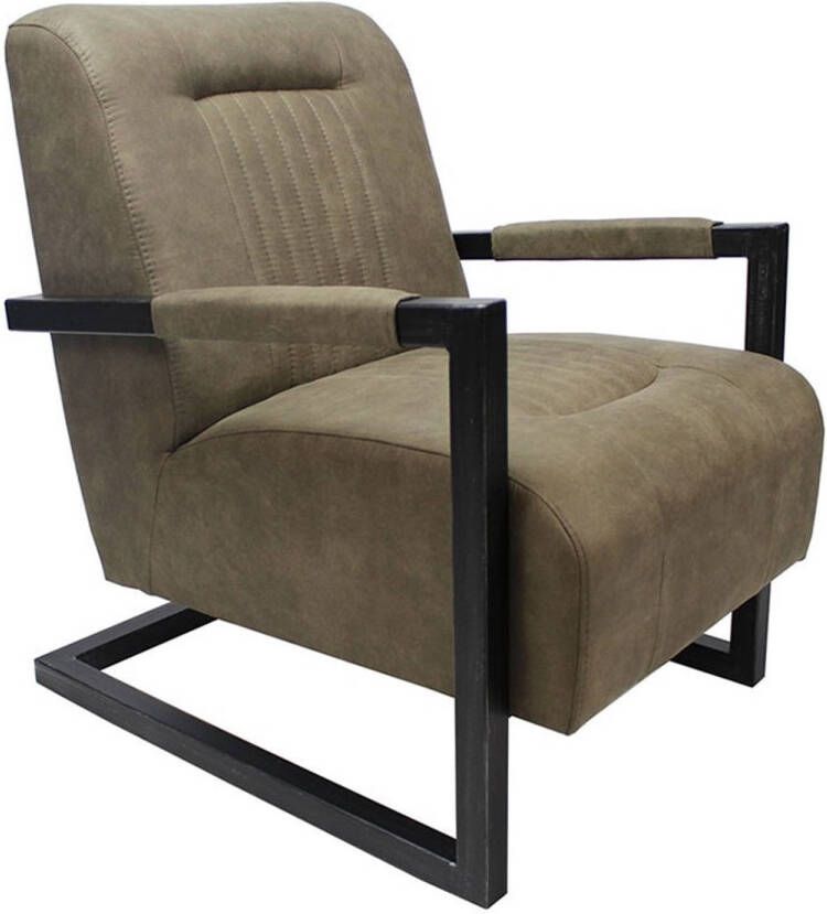 Bronx71 Industriële fauteuil Austin olijfgroen microvezel. - Foto 1