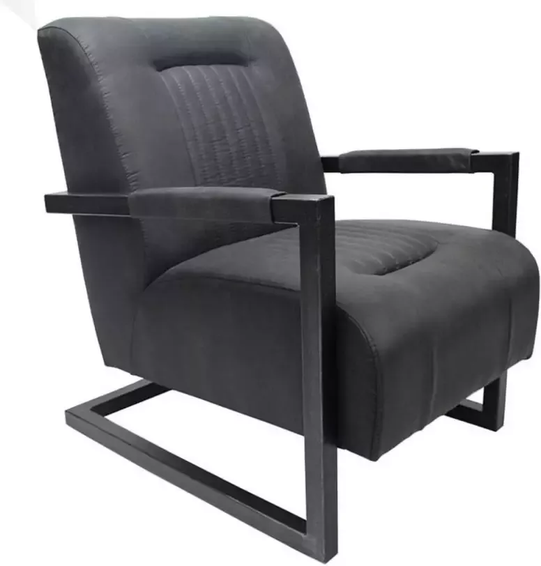 Bronx71 Industriële fauteuil Austin zwart microvezel.