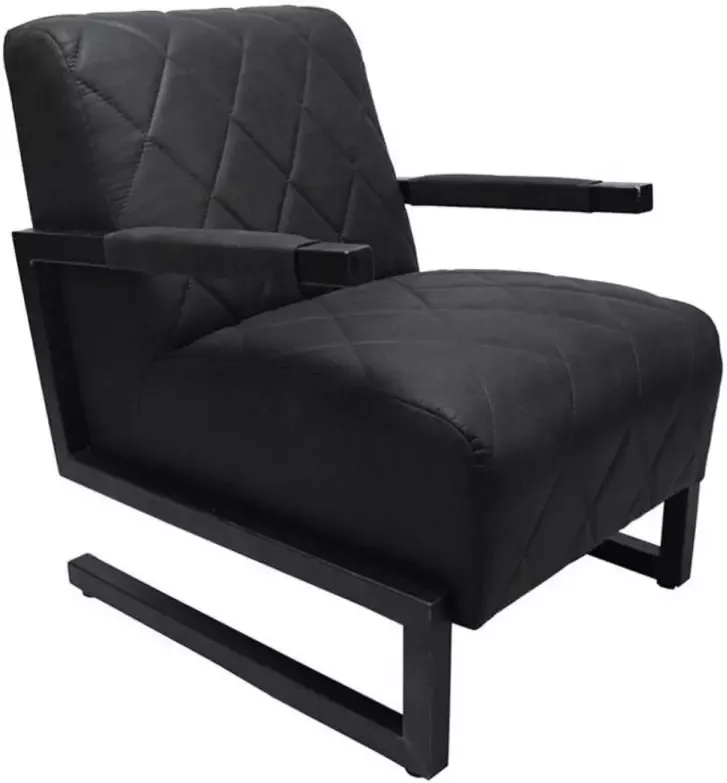 Bronx71 Industriële fauteuil Lucky zwart microvezel.
