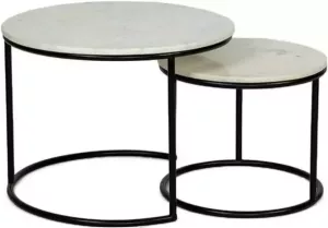 Bronx71 Salontafel marmer set van 2 Mia wit Marmer salontafel set Salontafel wit marmer Bijzettafel wit