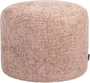Bronx71 Poef chenille stof Feline roze Poef rond Hocker roze Poef roze Voetenbankje Ronde bijzettafel Voetenbank