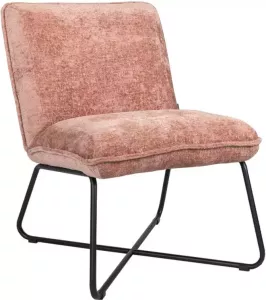 Bronx71 Kleine fauteuil Sophie chenille stof roze gemêleerd Roze fauteuil Zetel 1 persoons Relaxstoel