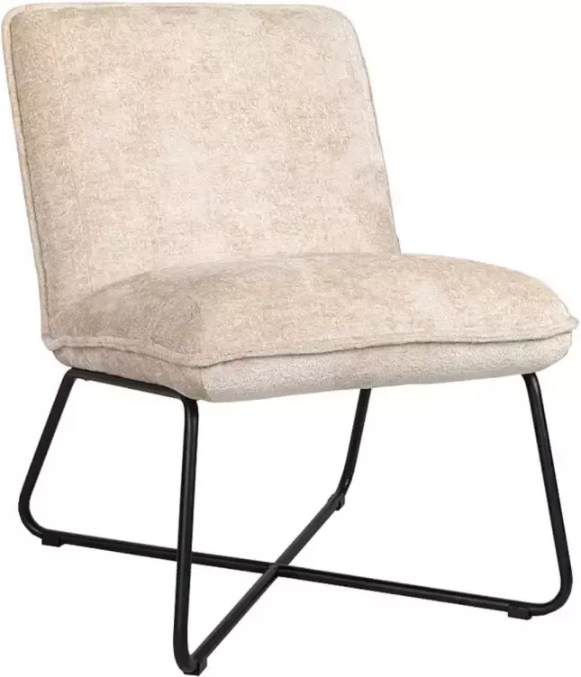 Bronx71 Kleine fauteuil Sophie chenille stof wit gemêleerd Fauteuil wit Zetel 1 persoons Relaxstoel