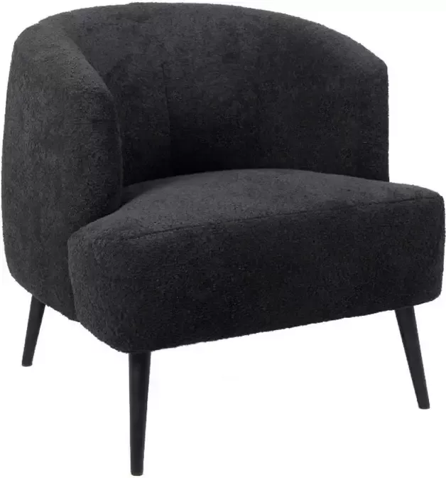 Bronx71 Teddy bouclé fauteuil Nora zwart.