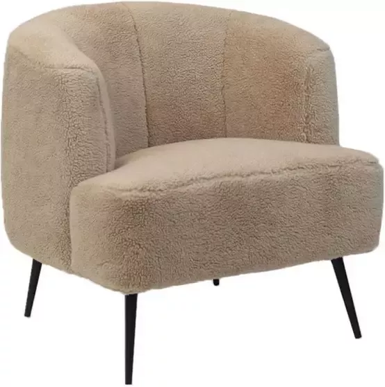Bronx71 Teddy fauteuil taupe Billy Zetel 1 persoons Relaxstoel Velours Teddy stof Fauteuils met armleuning