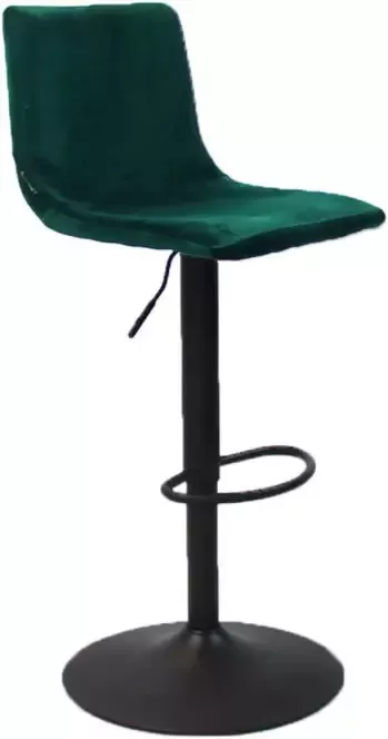 Bronx71 Barkruk groen velvet Frenkie Barstoel in hoogte verstelbaar 60 76cm Barkrukken met rugleuning Barstoelen met rugleuning Groene barkruk velvet