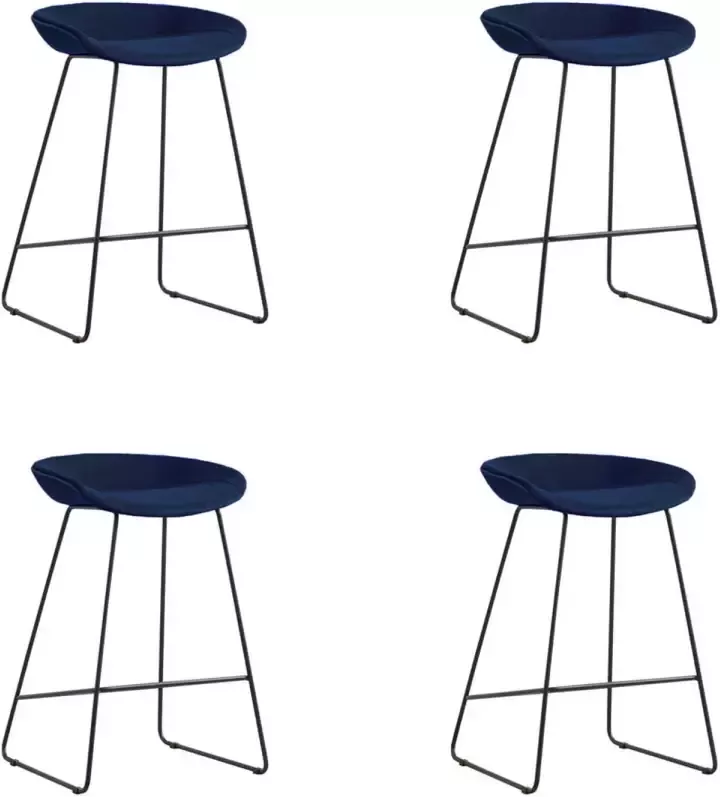 Bronx71 Velvet Barkruk Oslo Blauw 66 Cm Barkrukken Set Van 4.