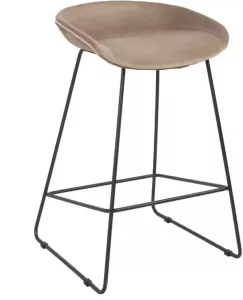 Bronx71 Barkruk velvet taupe Oslo Zithoogte: 66cm Velvet barstoel taupe Barkruk taupe