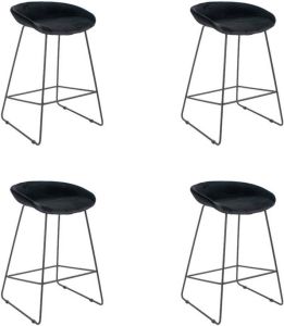 Bronx71 Velvet barkruk Oslo zwart 66 cm Barkrukken set van 4.