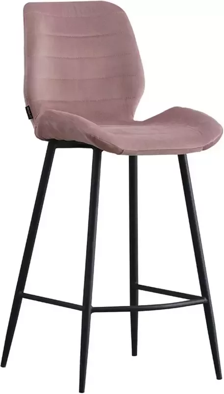 Bronx71 Barkruk velvet roze Toby Zithoogte 71cm Barstoel Barkruk met rugleuning Barkruk roze Velours Fluweel Waterafstotend