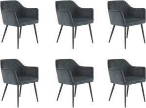 Bronx71 Velvet eetkamerstoel Fiona antraciet Eetkamerstoelen set van 6.