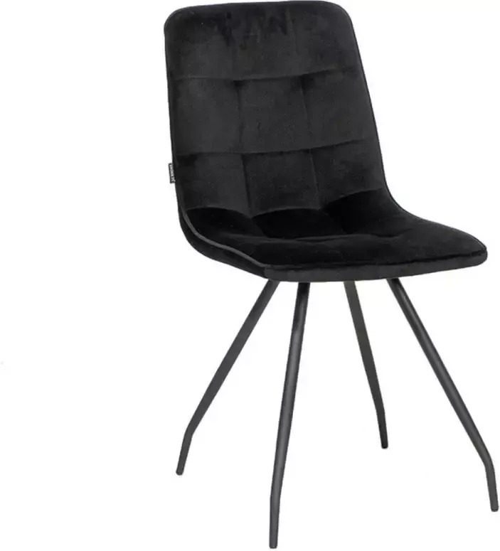 Bronx71 Eetkamerstoel velvet Lisa zwart Eetkamerstoelen zonder armleuning Eetkamerstoel zwart Kuipstoel Stoel fluweel