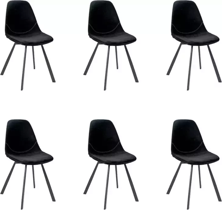 Bronx71 Velvet eetkamerstoel Logan zwart Eetkamerstoelen set van 6.